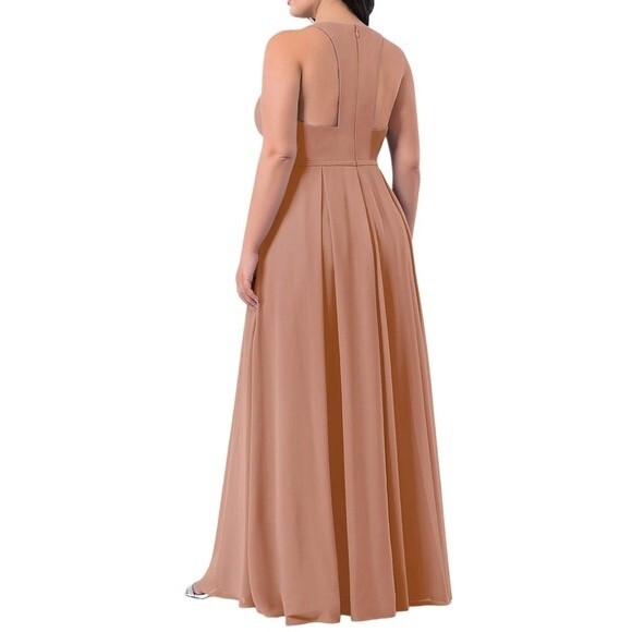 Azazie Mimi Dress Champagne Rose Long Bridesmaid Formal Gown Women’s Size 12 - Picture 6 of 13